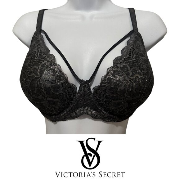 EUC PINK by Victoria's Secret Strappy Metallic Grey Bra Size 36DD - Picture 1 of 8